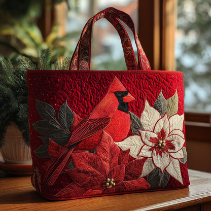 The Cardinal Poinsettia Quilted Tote