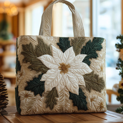 Everyday Poinsettia Flower Quilted Tote