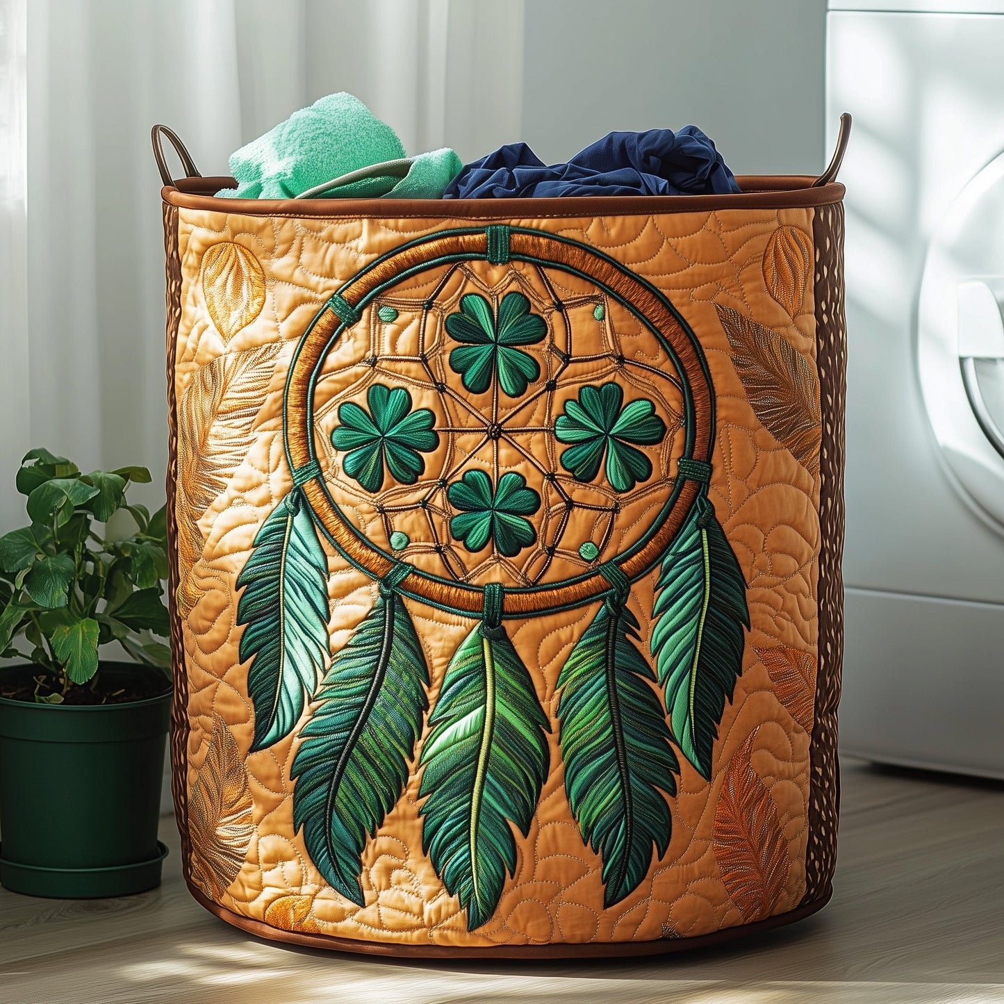 The Dreamcatcher Serenity Quilted Laundry Basket Tote 0229