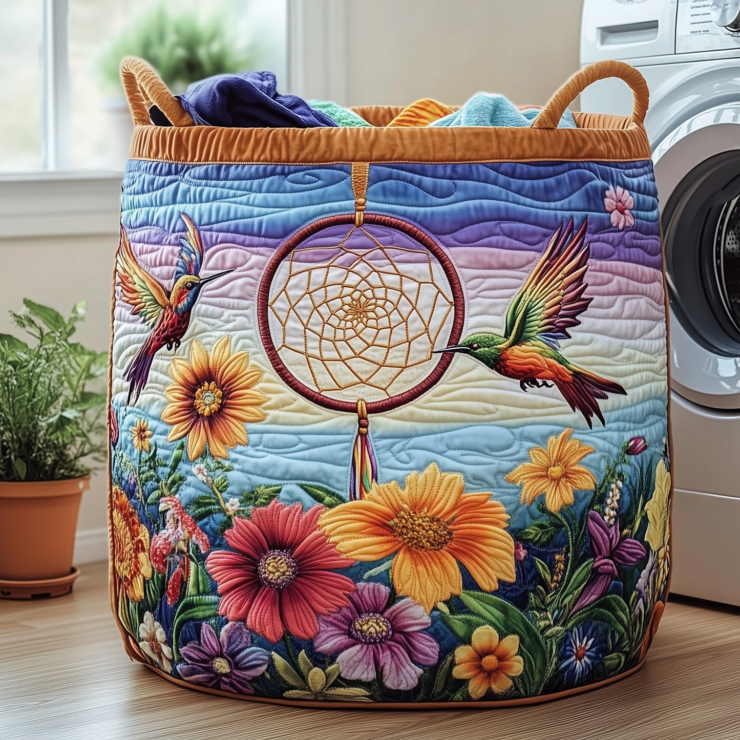 The Dreamcatcher Serenity Quilted Laundry Basket Tote 0230