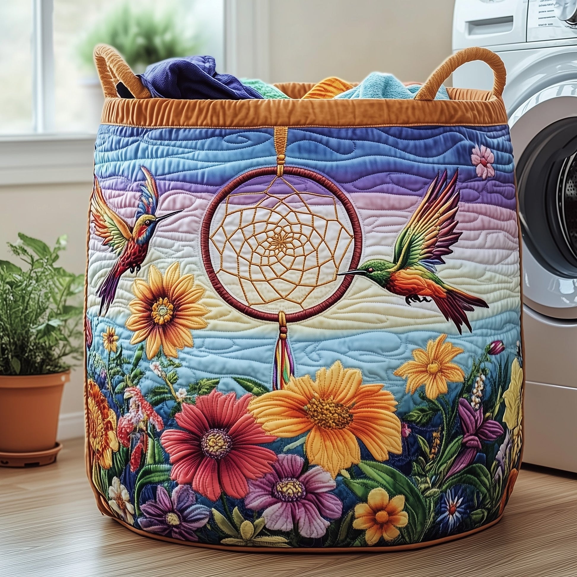 The Dreamcatcher Serenity Quilted Laundry Basket Tote 0230