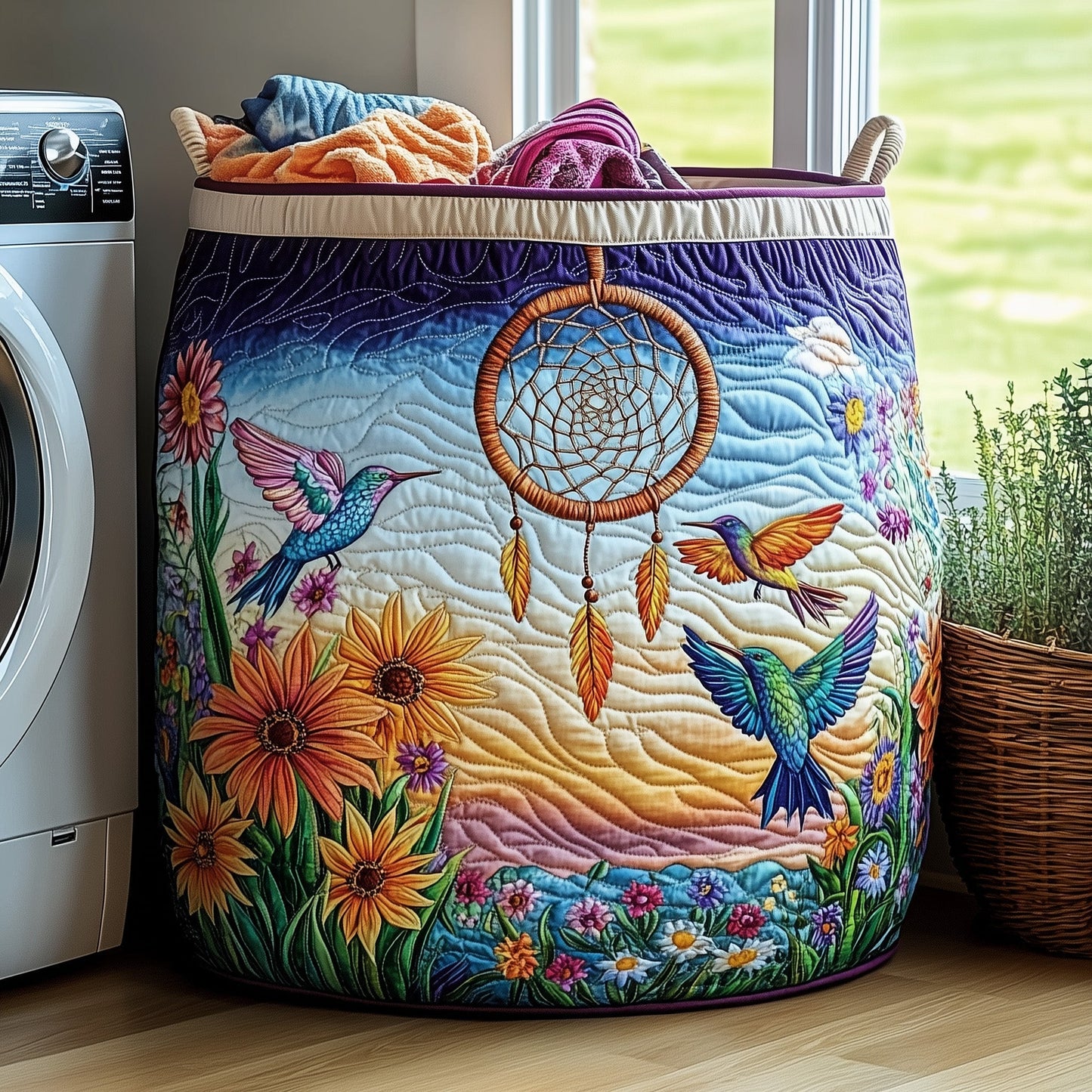The Dreamcatcher Serenity Quilted Laundry Basket Tote 0231
