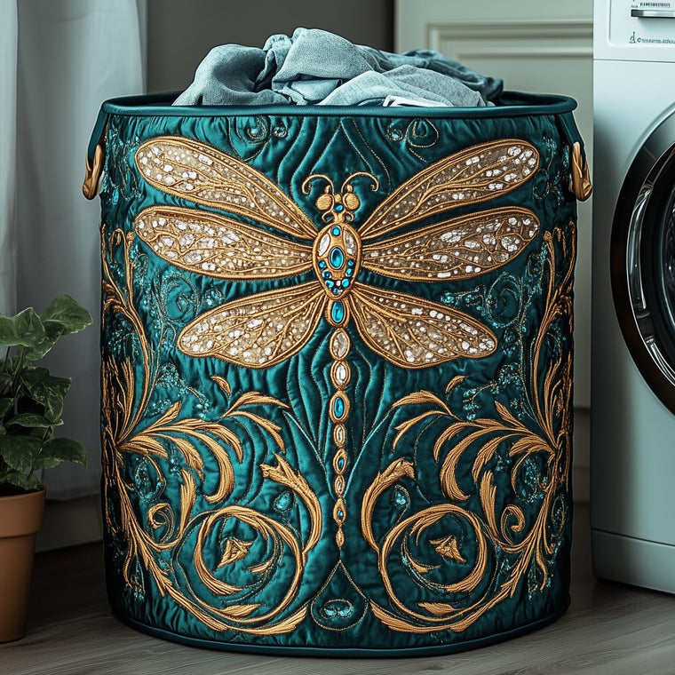 The Elegant Dragonfly Quilted Laundry Basket Tote 0237