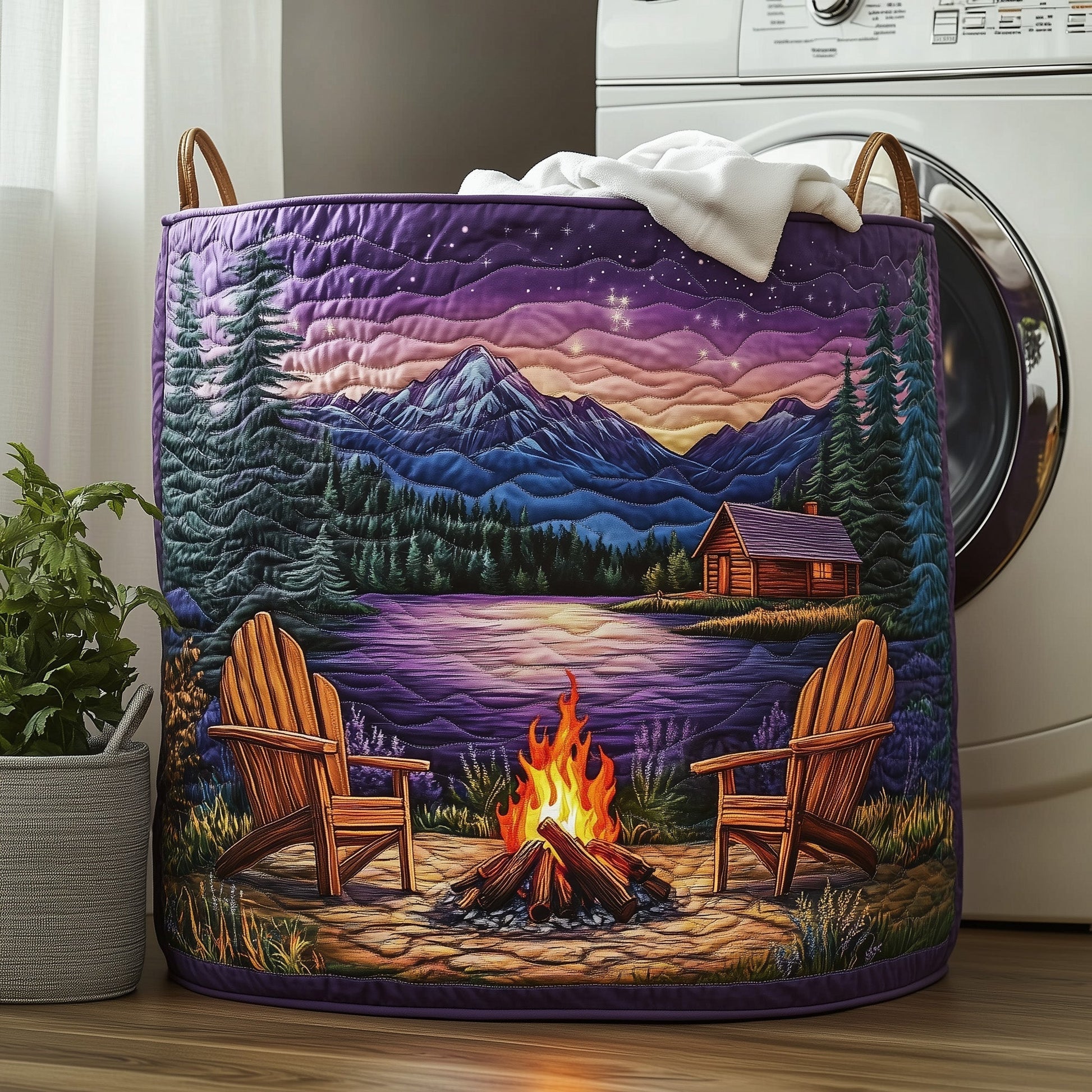 The Camping Vibe Quilted Laundry Basket Tote 0257
