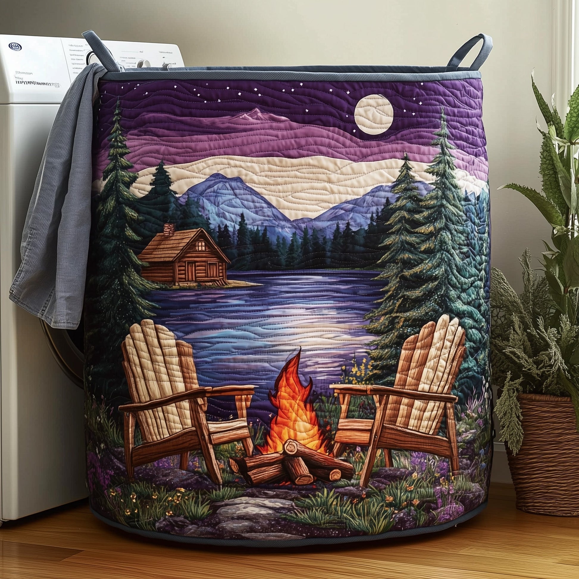 The Camping Vibe Quilted Laundry Basket Tote 0258