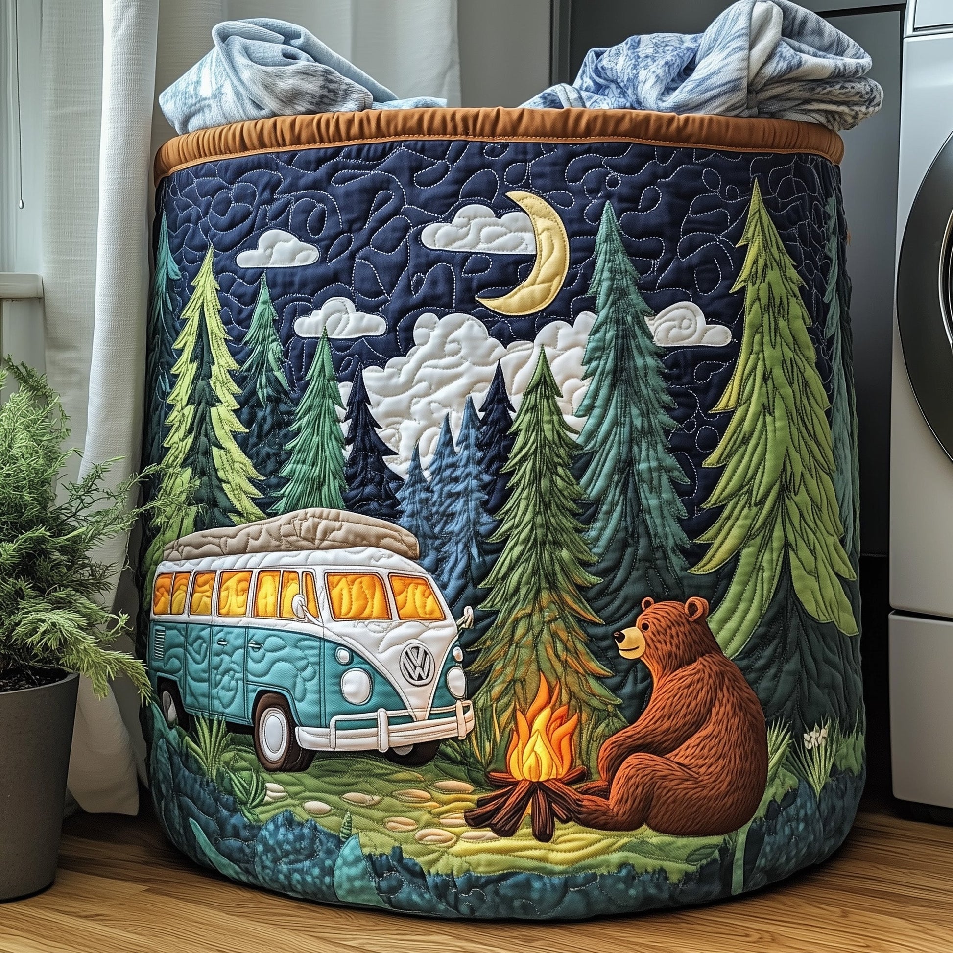 The Camping Vibe Quilted Laundry Basket Tote 0260