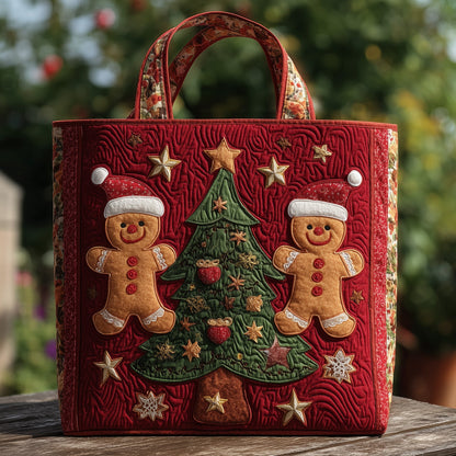 Gingerbread Christmas Tree Quilted Tote