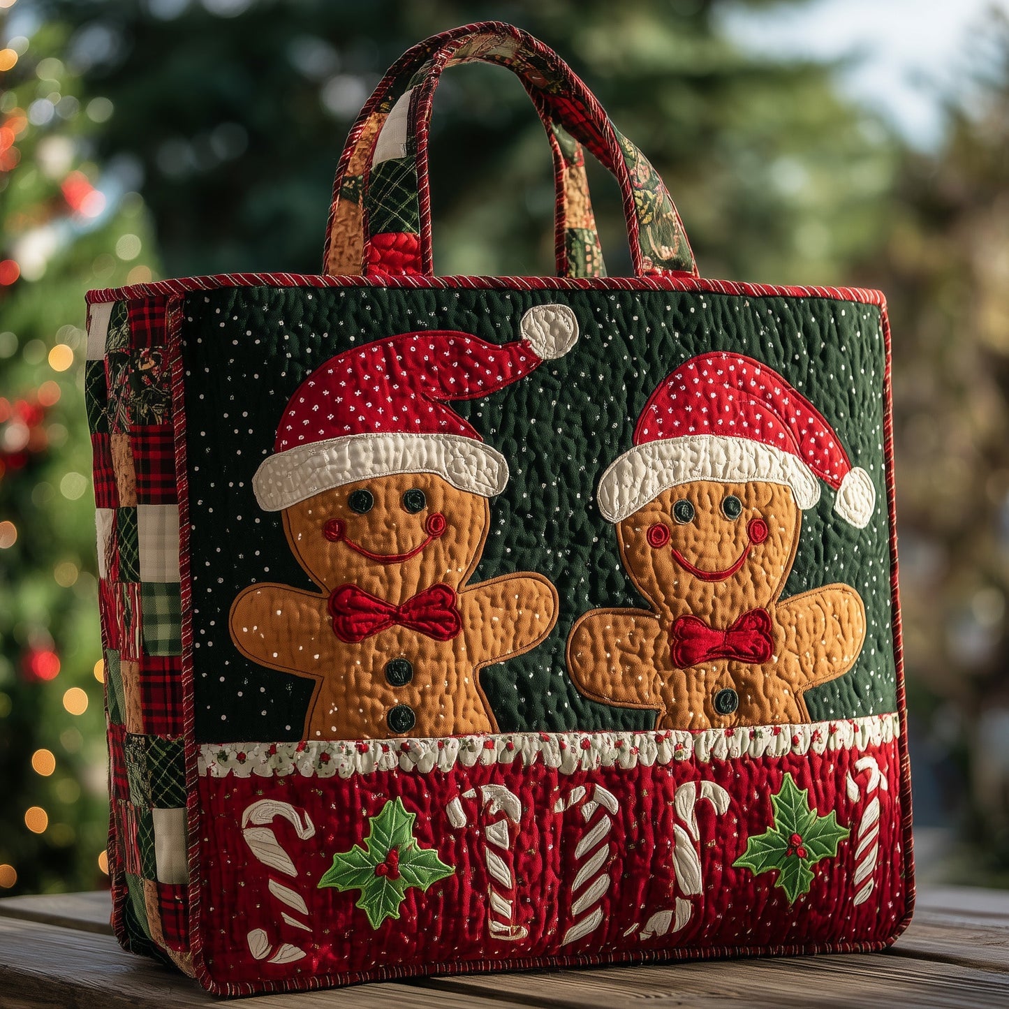 Everyday Gingerbread Couple Quilted Tote