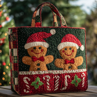 Everyday Gingerbread Couple Quilted Tote