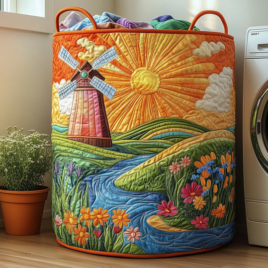 Windmill Landscape Laundry Quilted Tote