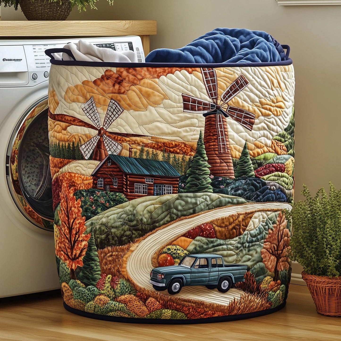 Windmill Wonder Laundry Quilted Tote
