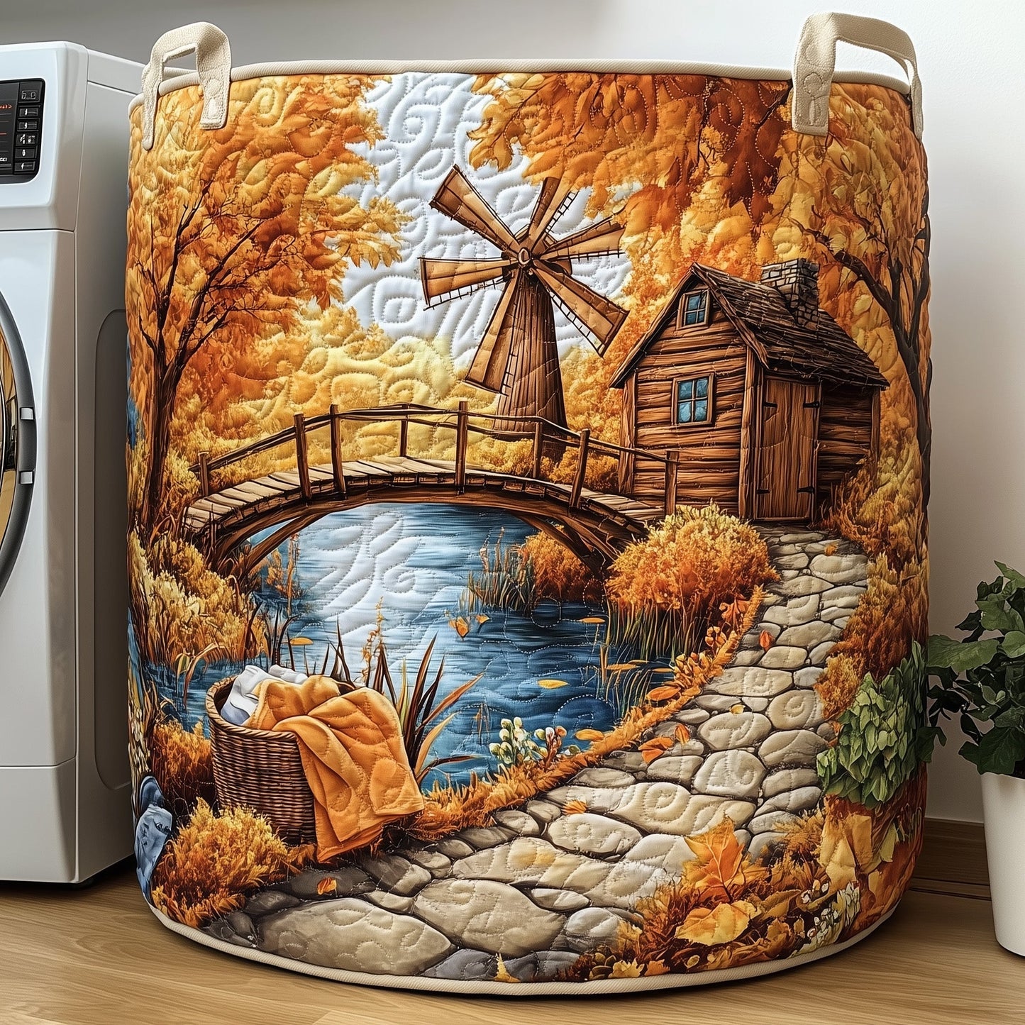 Rustic Windmill Laundry Quilted Tote