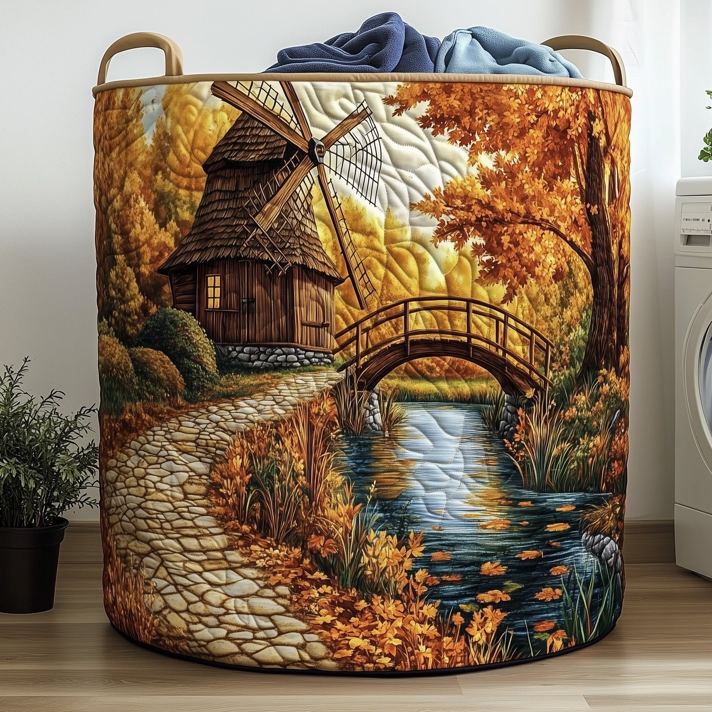 Rustic Windmill Laundry Tote Bag