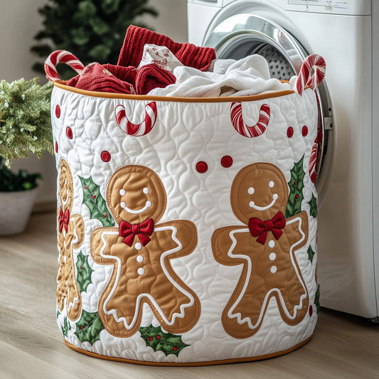 The Festive Gingerbread Quilted Laundry Basket Tote 0281