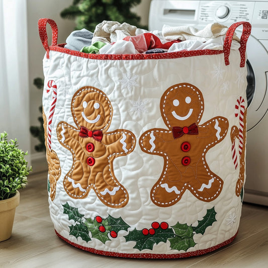 The Festive Gingerbread Quilted Laundry Basket Tote 0282