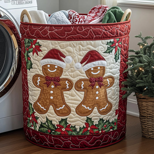The Festive Gingerbread Quilted Laundry Basket Tote 0283