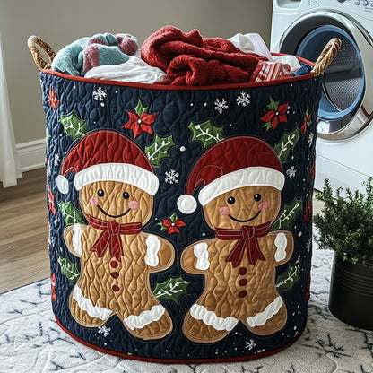 The Festive Gingerbread Quilted Laundry Basket Tote 0284