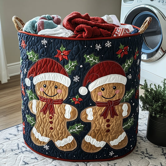 The Festive Gingerbread Quilted Laundry Basket Tote 0284