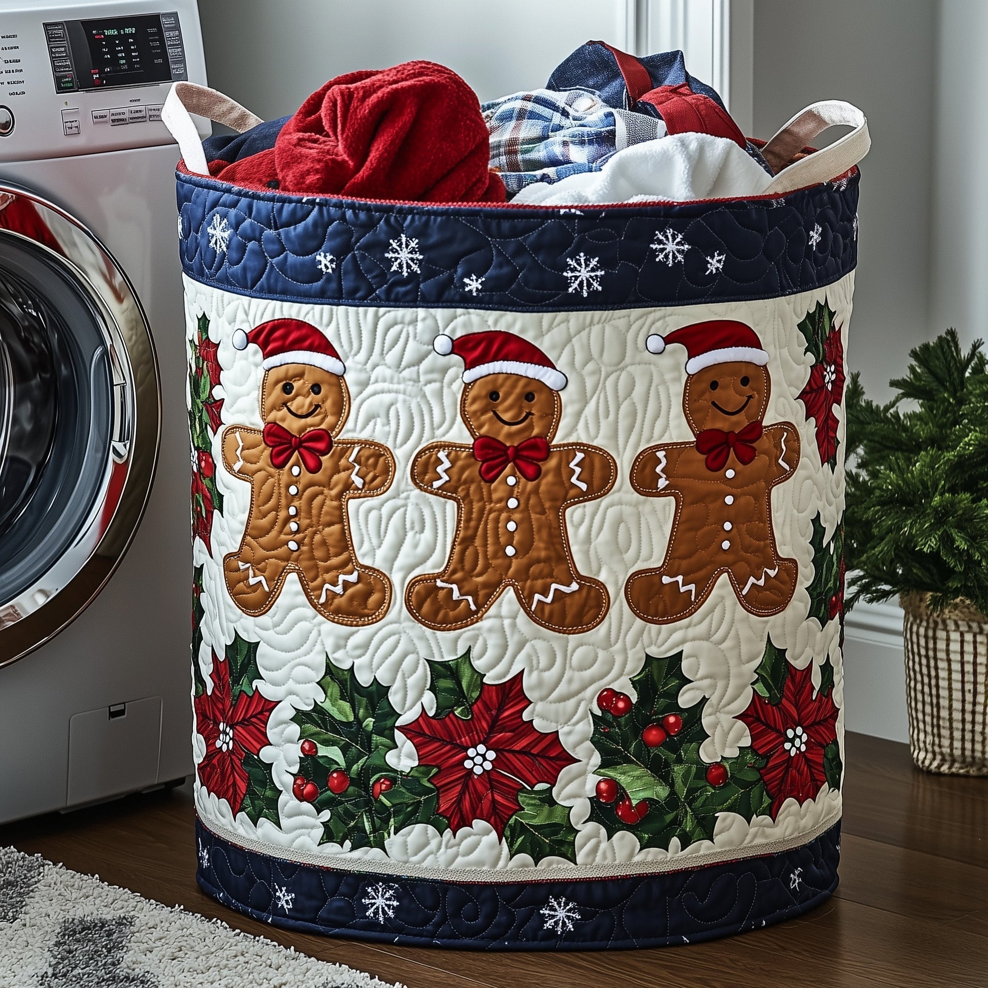 The Festive Gingerbread Quilted Laundry Basket Tote 0285