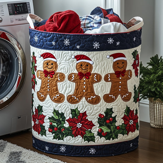 The Festive Gingerbread Quilted Laundry Basket Tote 0285