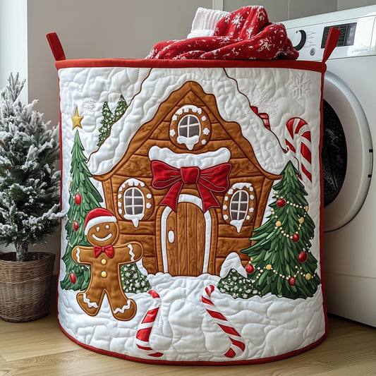 The Festive Gingerbread Quilted Laundry Basket Tote 0287