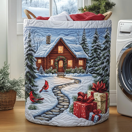The Snow Cabin Quilted Laundry Basket Tote 0302