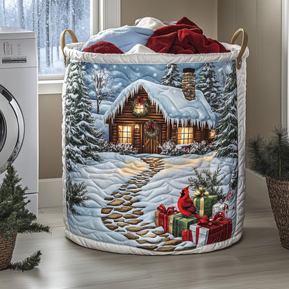 Snow Cabin Laundry Tote Bag