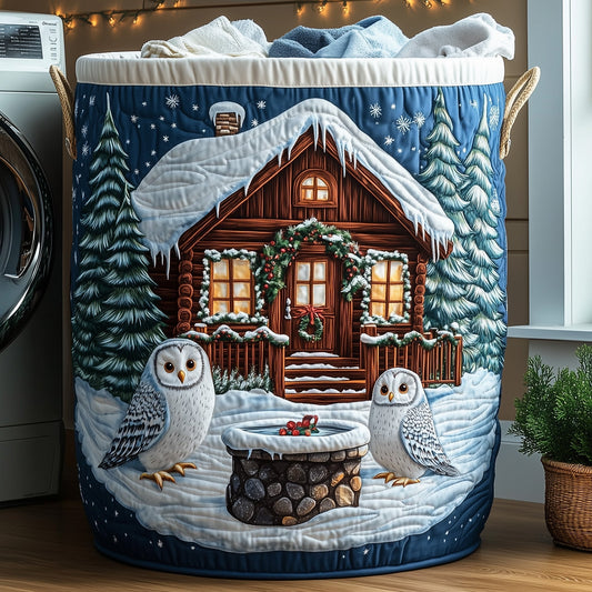 The Snow Cabin Quilted Laundry Basket Tote 0304