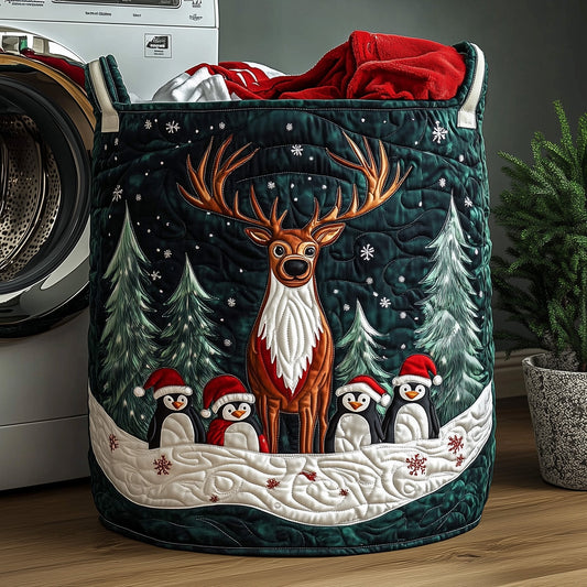 The Penguin Heaven Quilted Laundry Basket Tote 0310