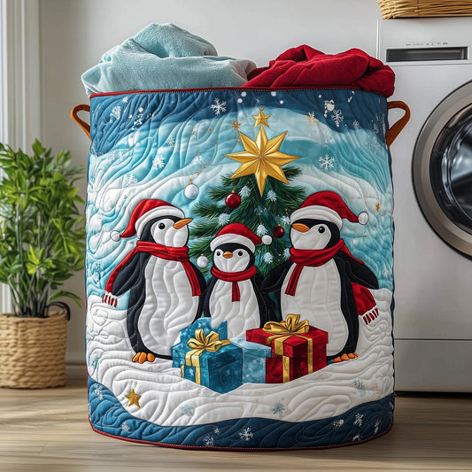 The Penguin Heaven Quilted Laundry Basket Tote 0312