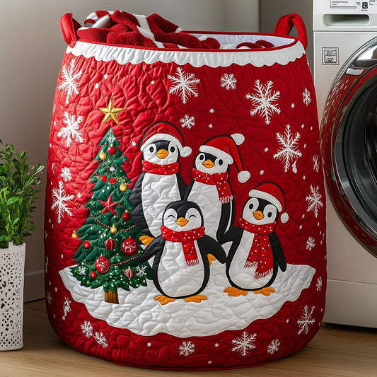 The Penguin Heaven Quilted Laundry Basket Tote 0313