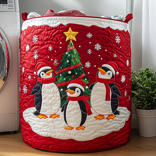 The Penguin Heaven Quilted Laundry Basket Tote 0314