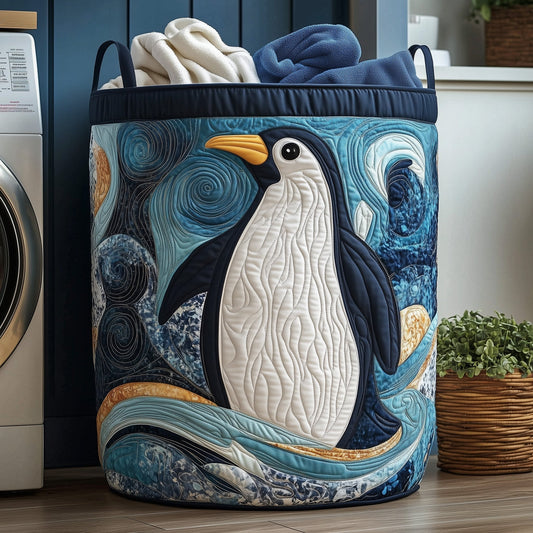 The Penguin Heaven Quilted Laundry Basket Tote 0315