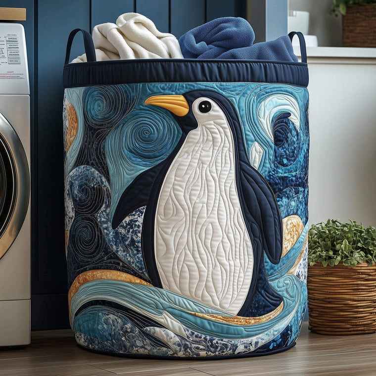 The Penguin Heaven Quilted Laundry Basket Tote 0315