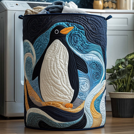 The Penguin Heaven Quilted Laundry Basket Tote 0316