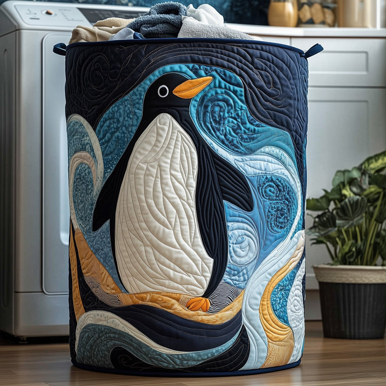 The Penguin Heaven Quilted Laundry Basket Tote 0316