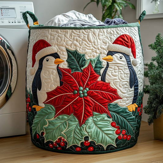 The Penguin Heaven Quilted Laundry Basket Tote 0319