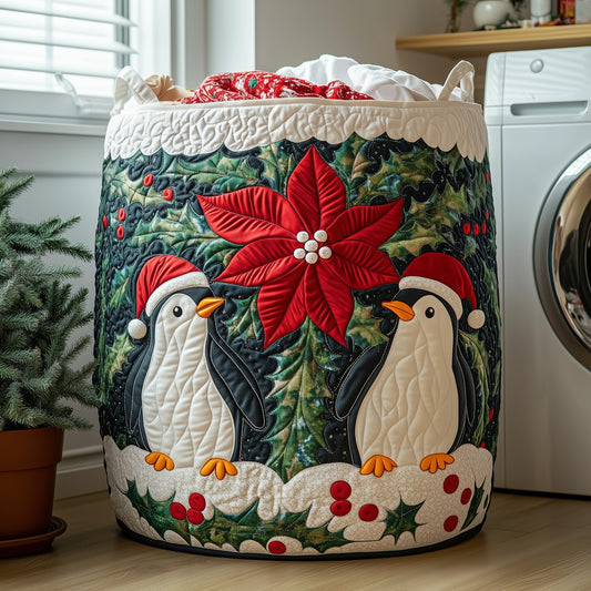 The Penguin Heaven Quilted Laundry Basket Tote 0320