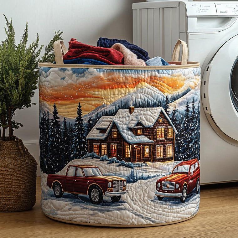 Peaceful Snow Cabin Quilted Tote