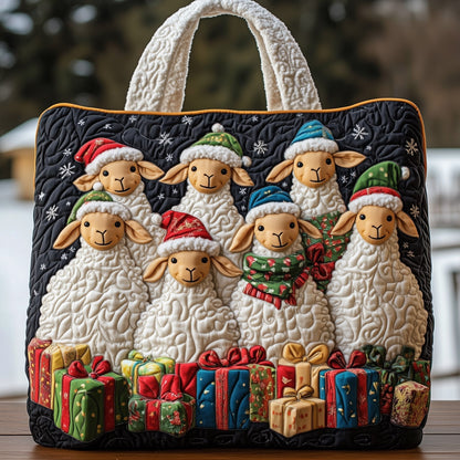 Festive Sheep Quilted Tote Bag