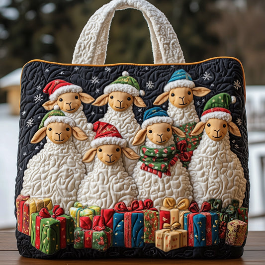 Festive Sheep Quilted Tote Bag