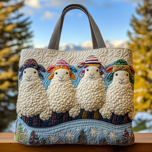 Festive Woolly Friends Quilted Tote