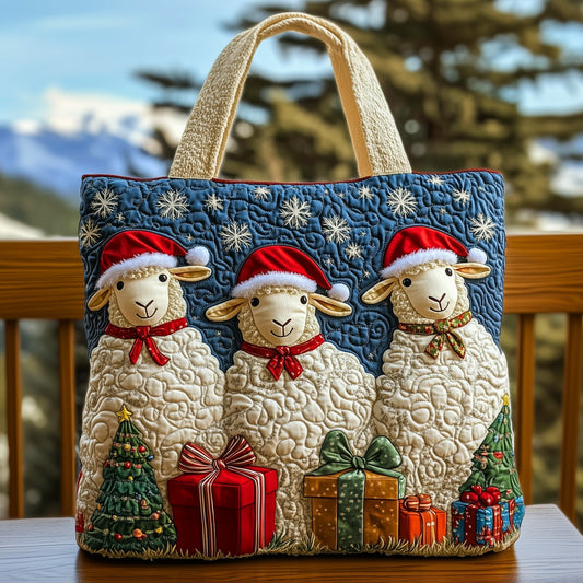 Everyday Festive Lambs Quilted Tote