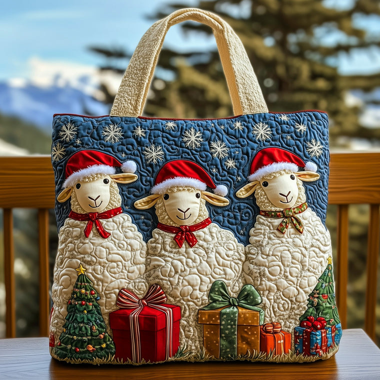 Everyday Festive Lambs Quilted Tote