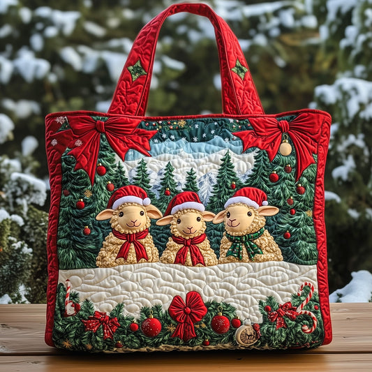 Cozy Holiday Lamb Quilted Tote