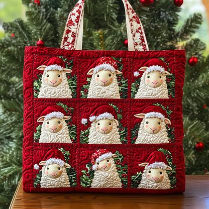Christmas Sheep Lambs Quilted Tote