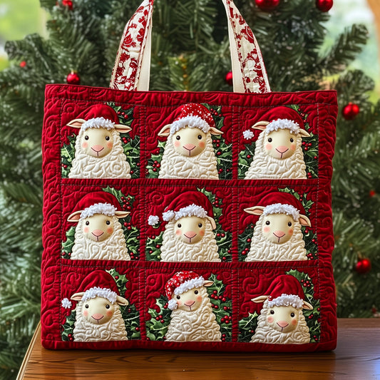 Christmas Sheep Lambs Quilted Tote