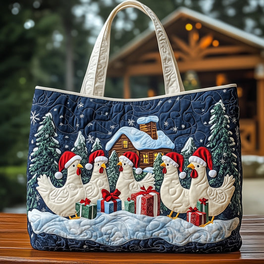 Christmas Chickens Gifts Quilted Tote