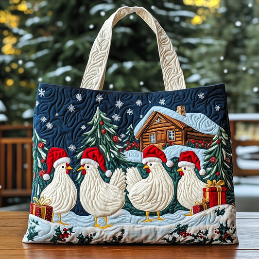 The Christmas Chickens Quilted Tote