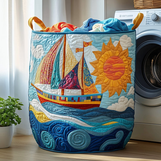 The Sailling Ship Quilted Laundry Basket Tote 0402